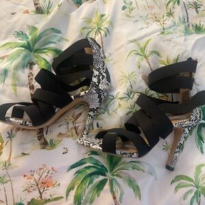Amazon Black and Snake Pattern Heels